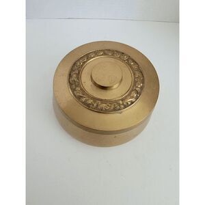 Antique Made In Korea Home Brass Bowl With Etched Lid Size Medium